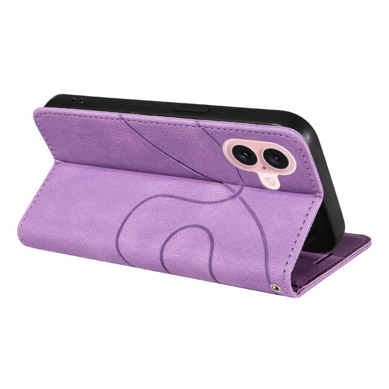 For iPhone 16 Dual-Color Splicing Wallet Magnetic Stand Case