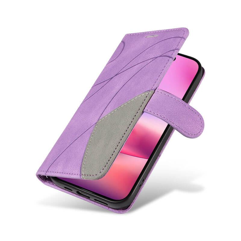 For iPhone 16 Dual-Color Splicing Wallet Magnetic Stand Case