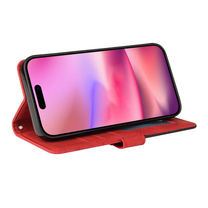 For iPhone 16 Dual-Color Splicing Wallet Magnetic Stand Case