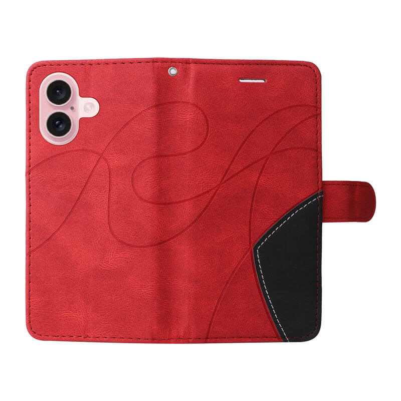 For iPhone 16 Dual-Color Splicing Wallet Magnetic Stand Case