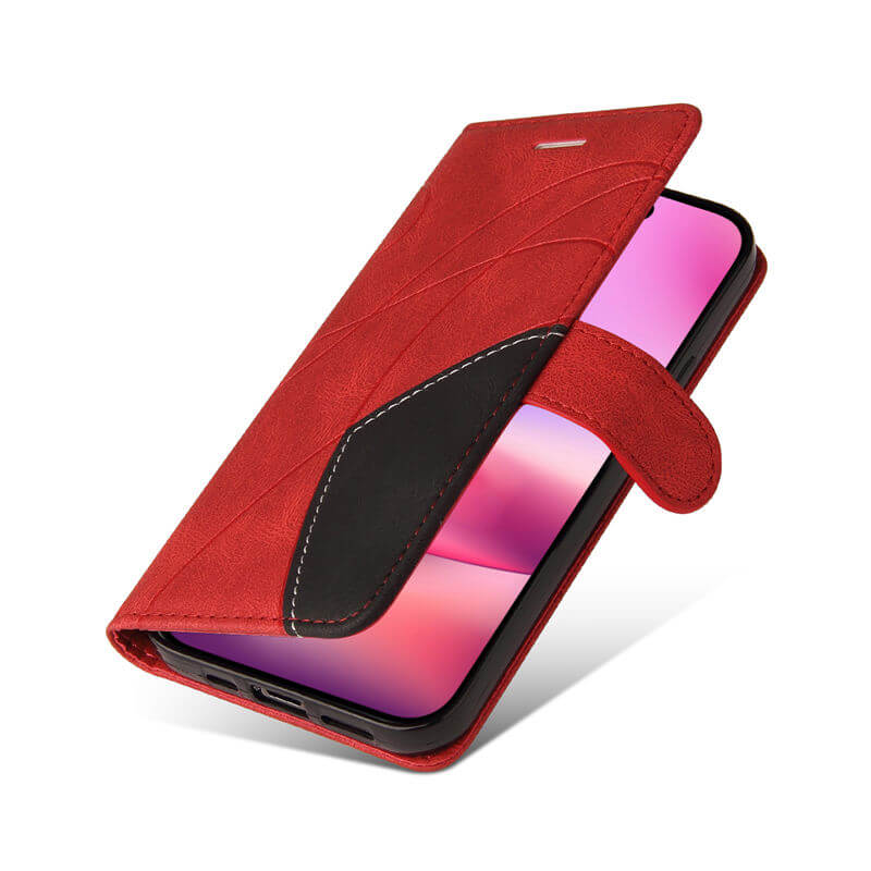 For iPhone 16 Dual-Color Splicing Wallet Magnetic Stand Case