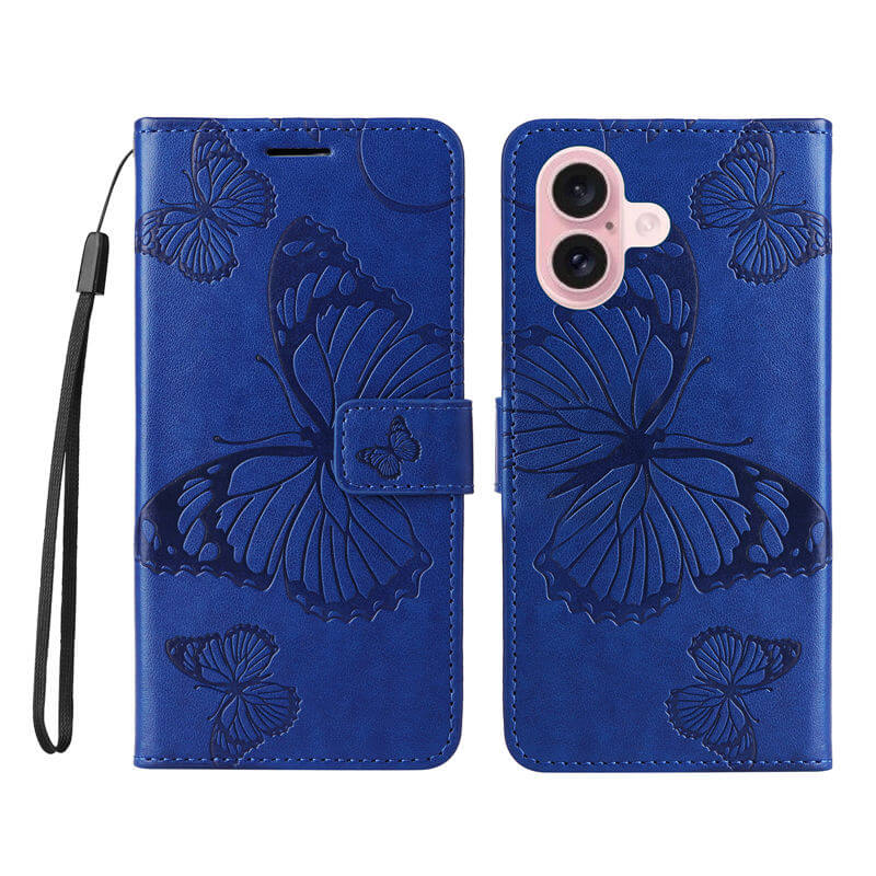 For iPhone 16 Butterfly Embossed Wallet Magnetic Case