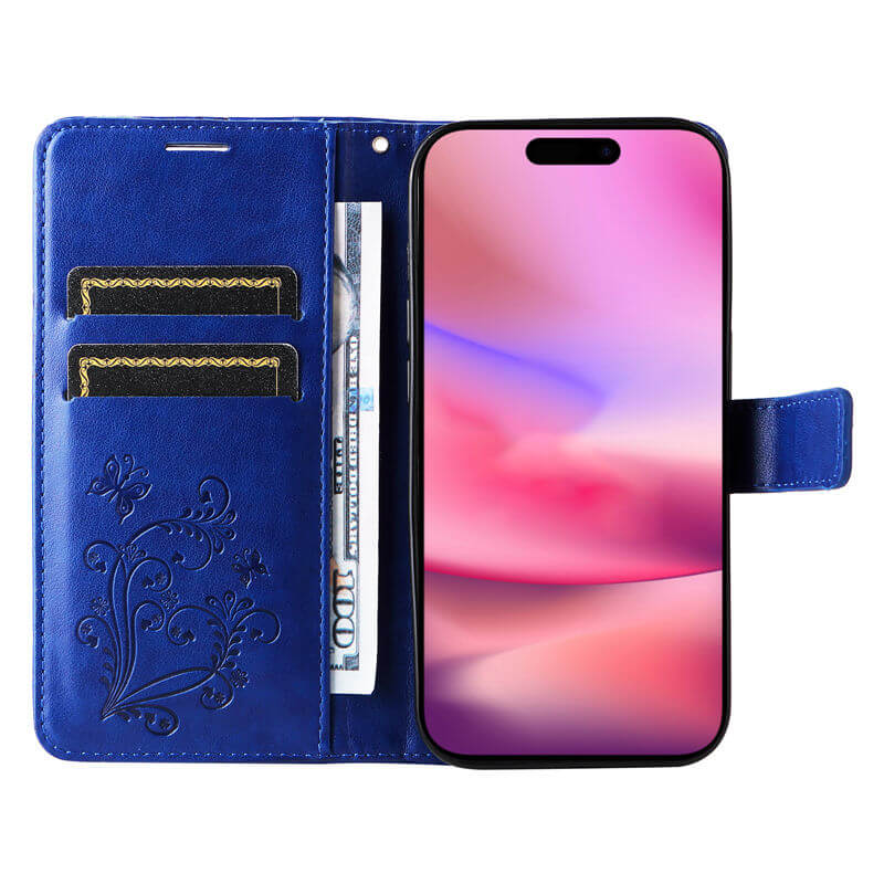 For iPhone 16 Butterfly Embossed Wallet Magnetic Case