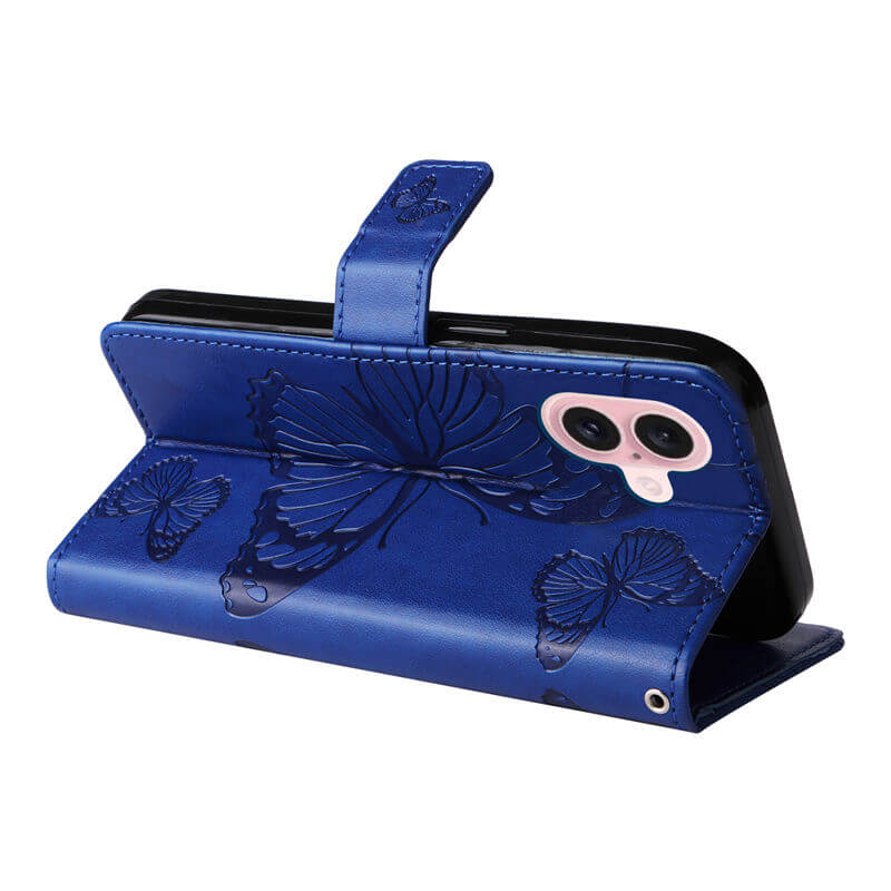 For iPhone 16 Butterfly Embossed Wallet Magnetic Case