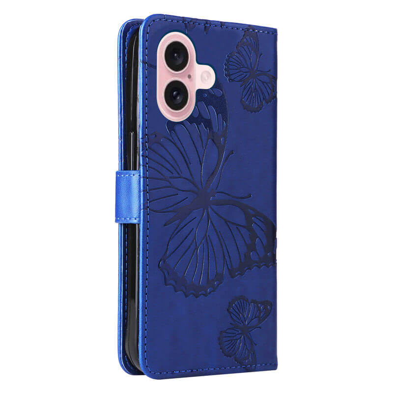 For iPhone 16 Butterfly Embossed Wallet Magnetic Case