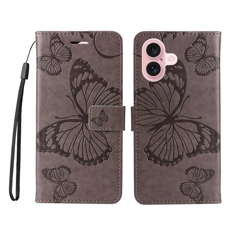 For iPhone 16 Butterfly Embossed Wallet Magnetic Case