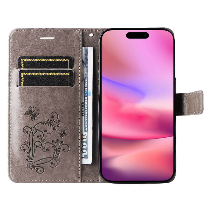 For iPhone 16 Butterfly Embossed Wallet Magnetic Case