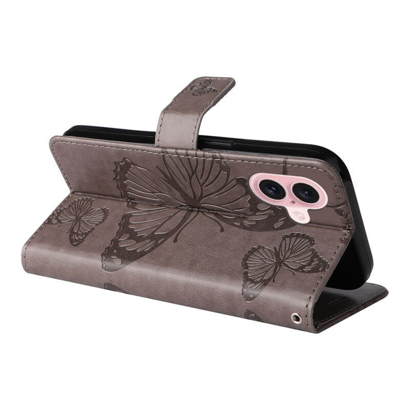 For iPhone 16 Butterfly Embossed Wallet Magnetic Case