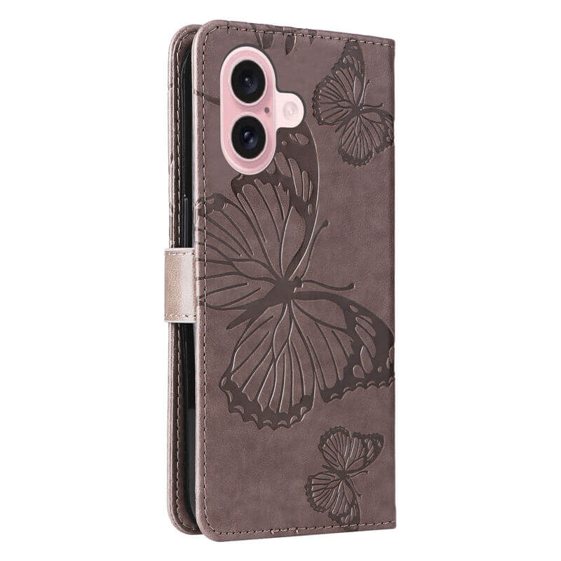 For iPhone 16 Butterfly Embossed Wallet Magnetic Case