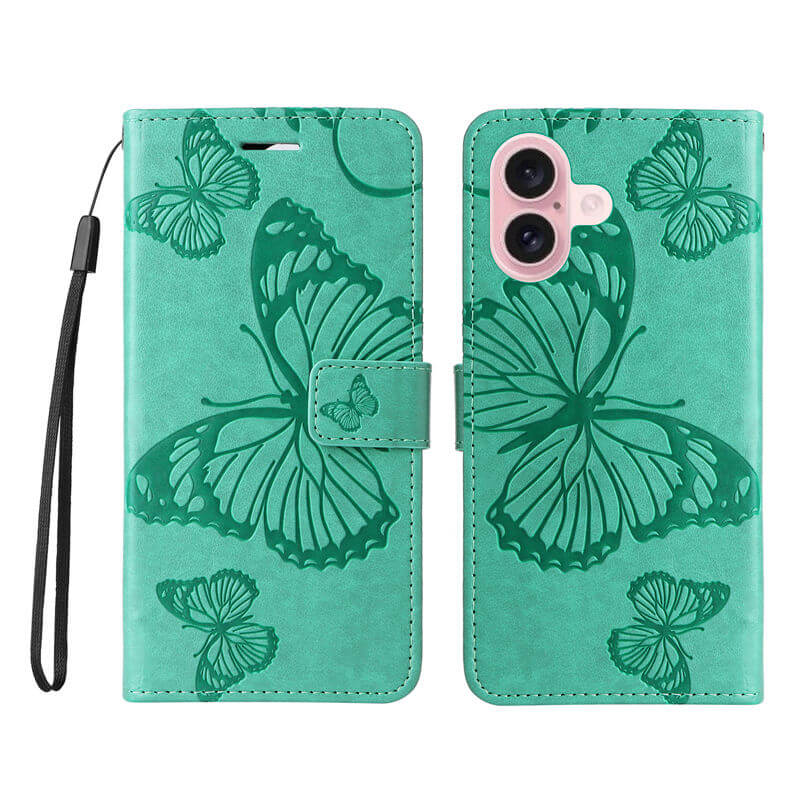 For iPhone 16 Butterfly Embossed Wallet Magnetic Case