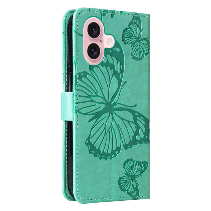 For iPhone 16 Butterfly Embossed Wallet Magnetic Case