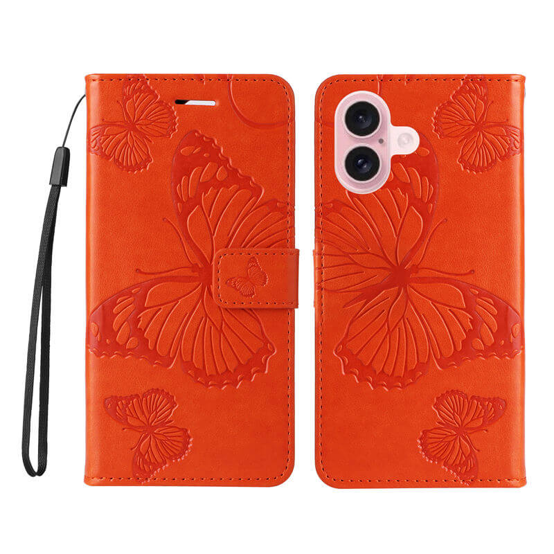 For iPhone 16 Butterfly Embossed Wallet Magnetic Case