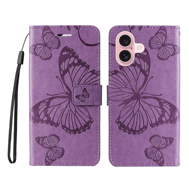 For iPhone 16 Butterfly Embossed Wallet Magnetic Case