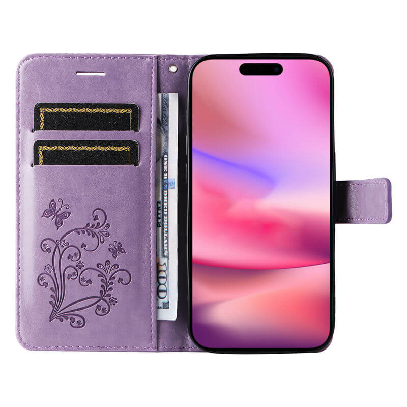 For iPhone 16 Butterfly Embossed Wallet Magnetic Case