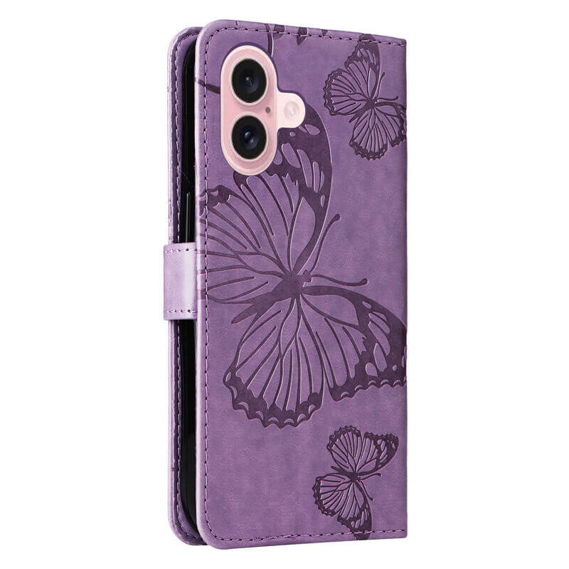 For iPhone 16 Butterfly Embossed Wallet Magnetic Case