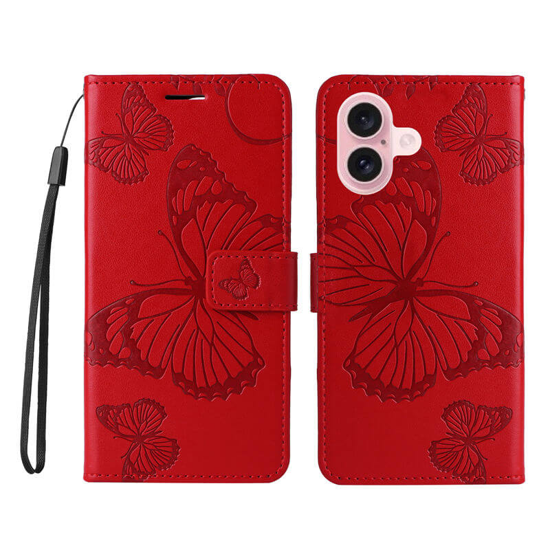 For iPhone 16 Butterfly Embossed Wallet Magnetic Case