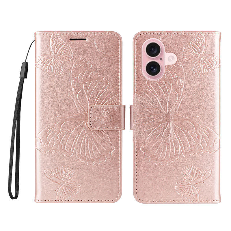 For iPhone 16 Butterfly Embossed Wallet Magnetic Case