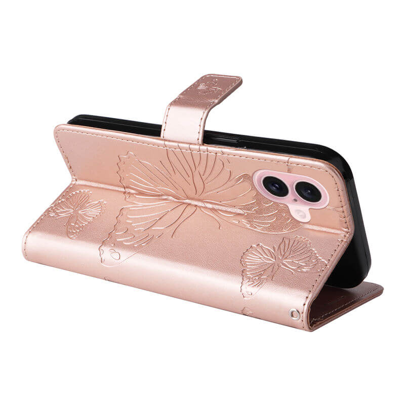 For iPhone 16 Butterfly Embossed Wallet Magnetic Case