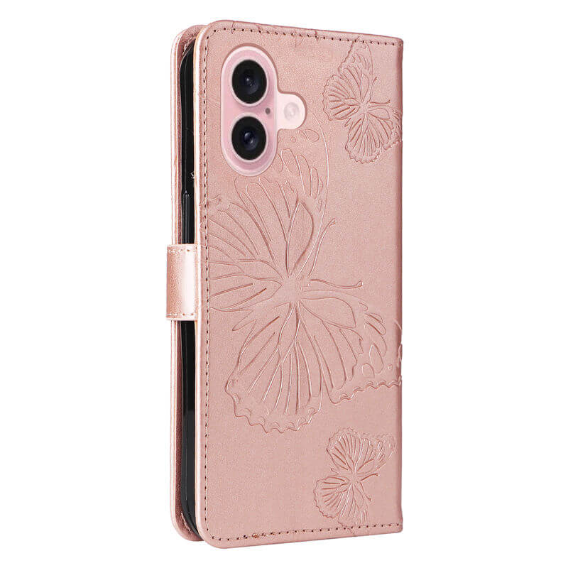 For iPhone 16 Butterfly Embossed Wallet Magnetic Case