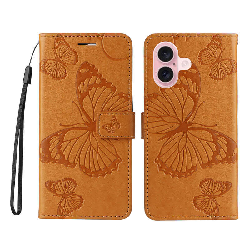 For iPhone 16 Butterfly Embossed Wallet Magnetic Case