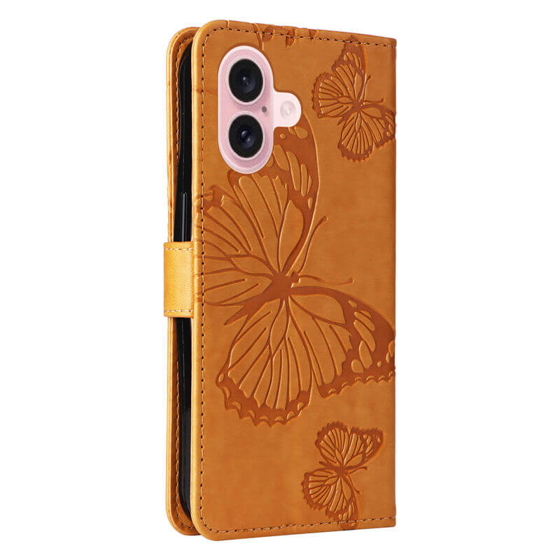 For iPhone 16 Butterfly Embossed Wallet Magnetic Case