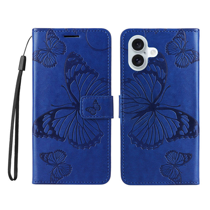 For iPhone 16 Plus Butterfly Embossed Wallet Magnetic Case