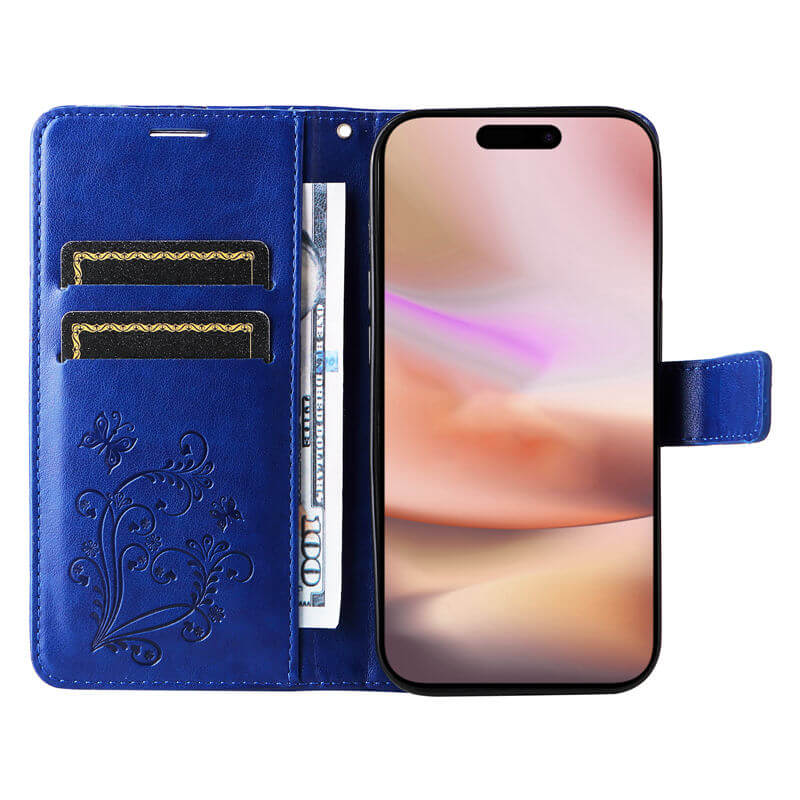 For iPhone 16 Plus Butterfly Embossed Wallet Magnetic Case