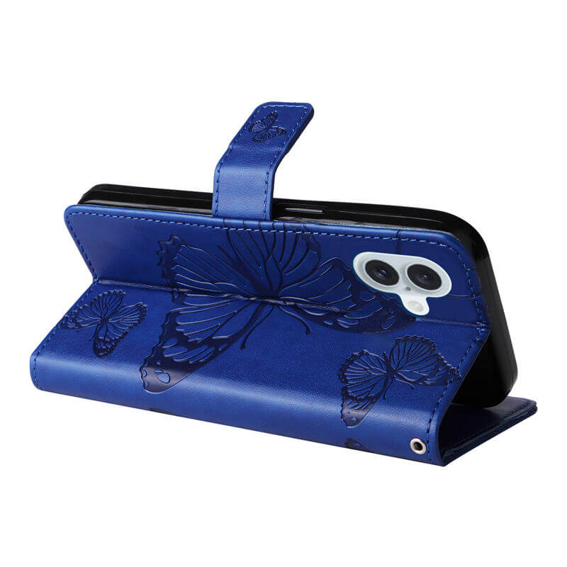 For iPhone 16 Plus Butterfly Embossed Wallet Magnetic Case