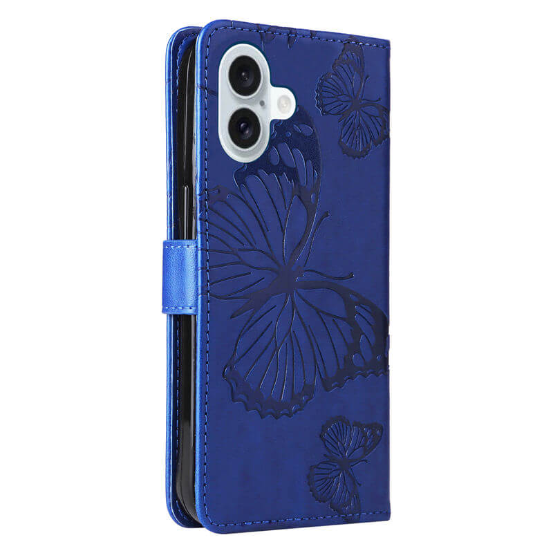 For iPhone 16 Plus Butterfly Embossed Wallet Magnetic Case