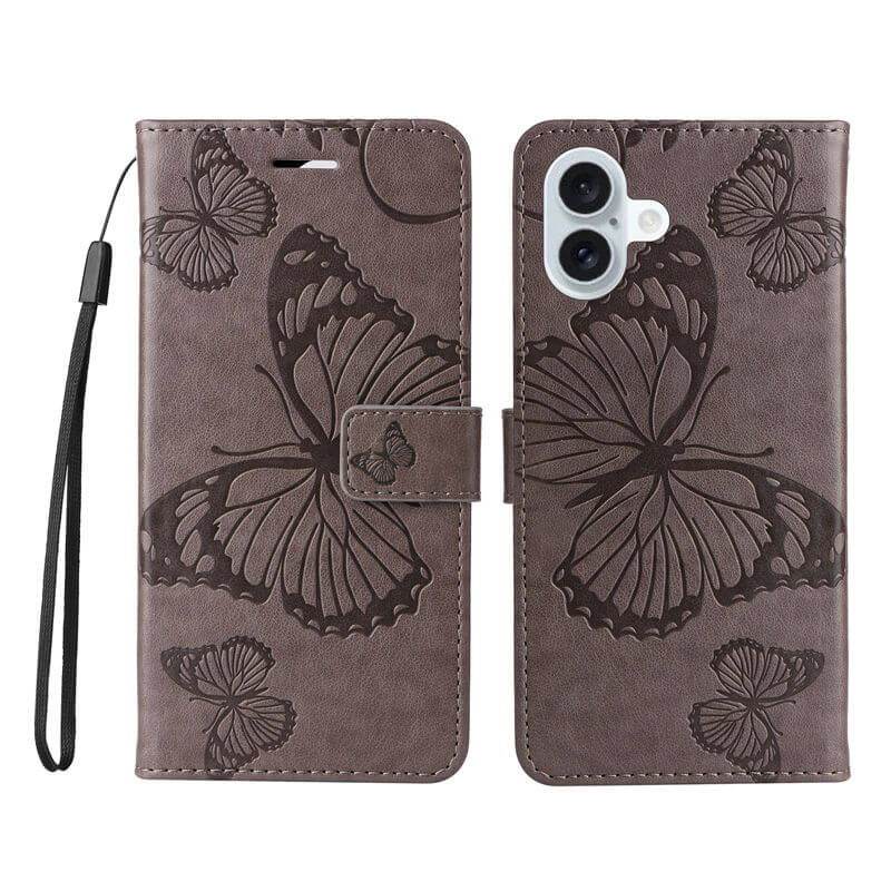 For iPhone 16 Plus Butterfly Embossed Wallet Magnetic Case