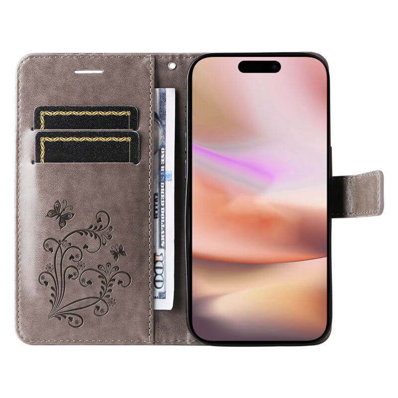 For iPhone 16 Plus Butterfly Embossed Wallet Magnetic Case