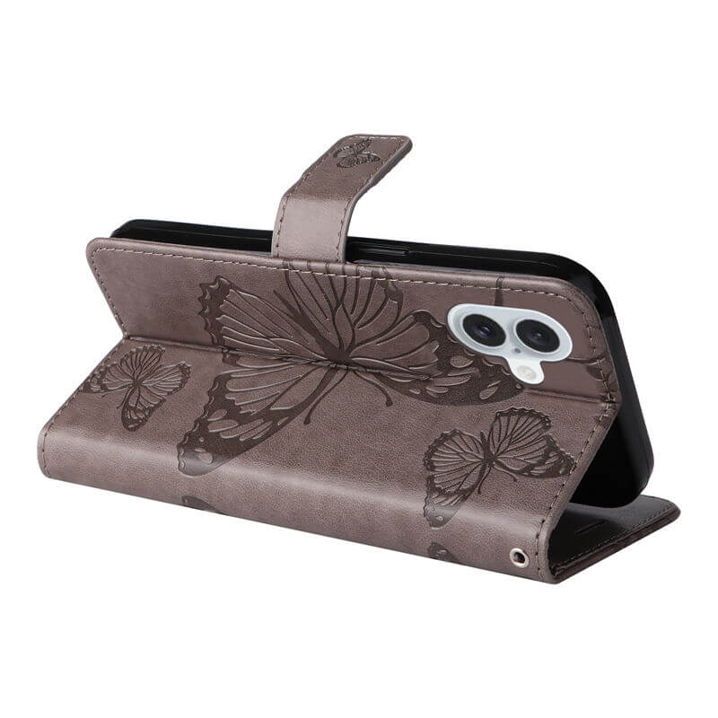 For iPhone 16 Plus Butterfly Embossed Wallet Magnetic Case