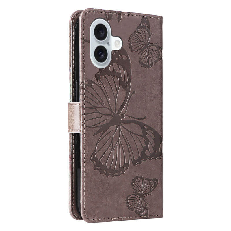 For iPhone 16 Plus Butterfly Embossed Wallet Magnetic Case