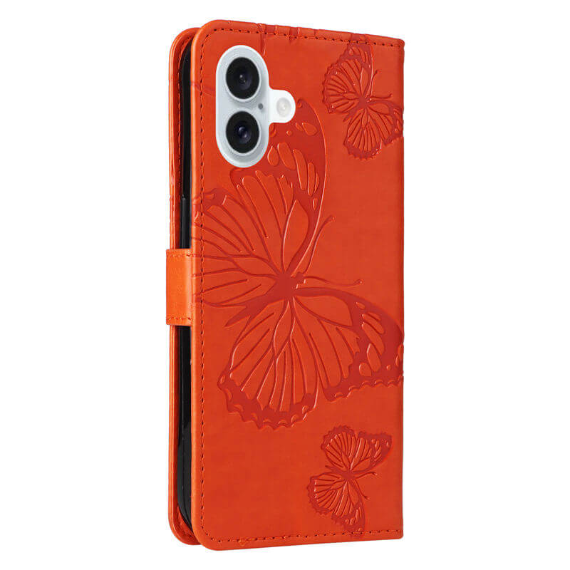 For iPhone 16 Plus Butterfly Embossed Wallet Magnetic Case