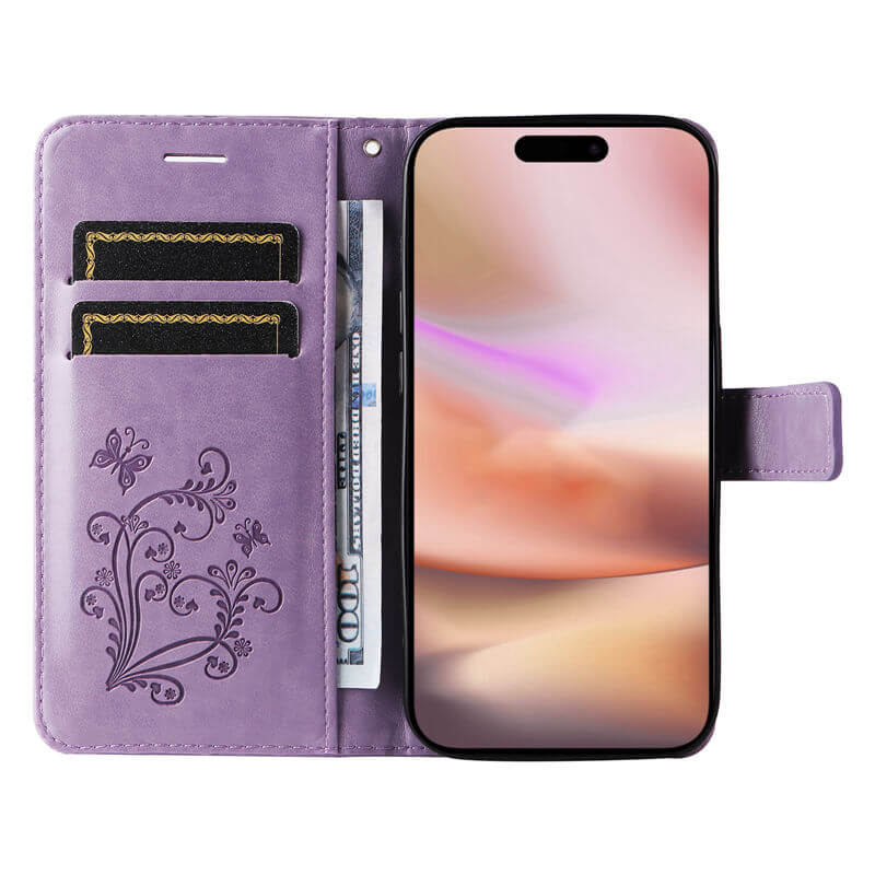 For iPhone 16 Plus Butterfly Embossed Wallet Magnetic Case