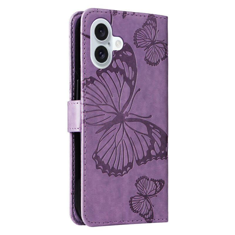 For iPhone 16 Plus Butterfly Embossed Wallet Magnetic Case