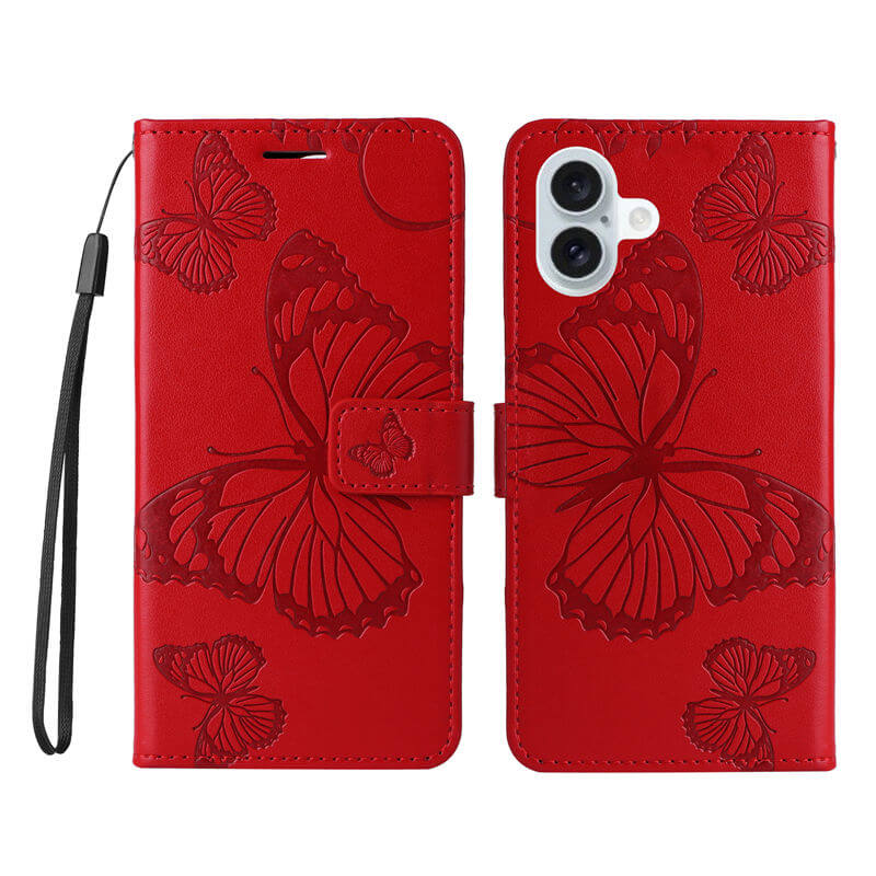 For iPhone 16 Plus Butterfly Embossed Wallet Magnetic Case