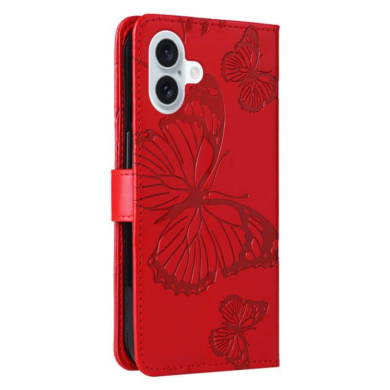 For iPhone 16 Plus Butterfly Embossed Wallet Magnetic Case