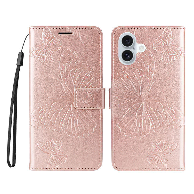 For iPhone 16 Plus Butterfly Embossed Wallet Magnetic Case