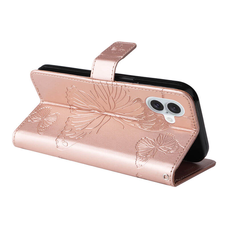 For iPhone 16 Plus Butterfly Embossed Wallet Magnetic Case