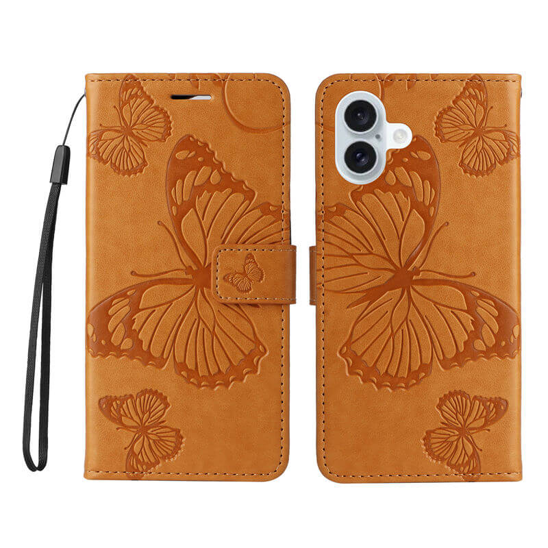 For iPhone 16 Plus Butterfly Embossed Wallet Magnetic Case