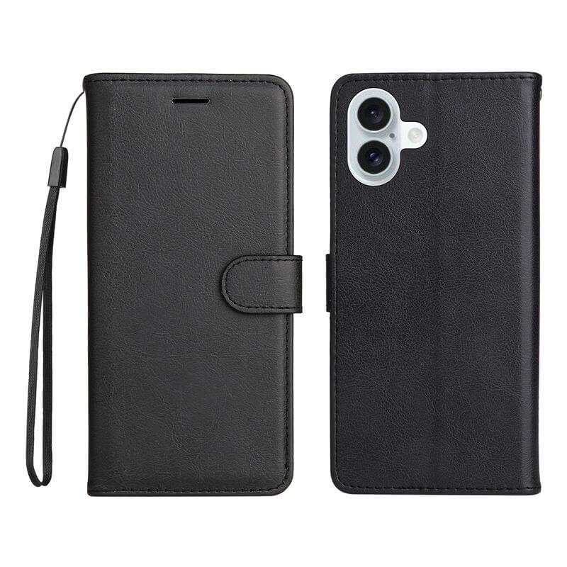 For iPhone 16 Plus Solid Color Wallet Magnetic Kickstand Case