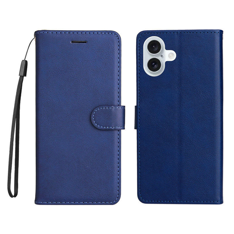 For iPhone 16 Plus Solid Color Wallet Magnetic Kickstand Case