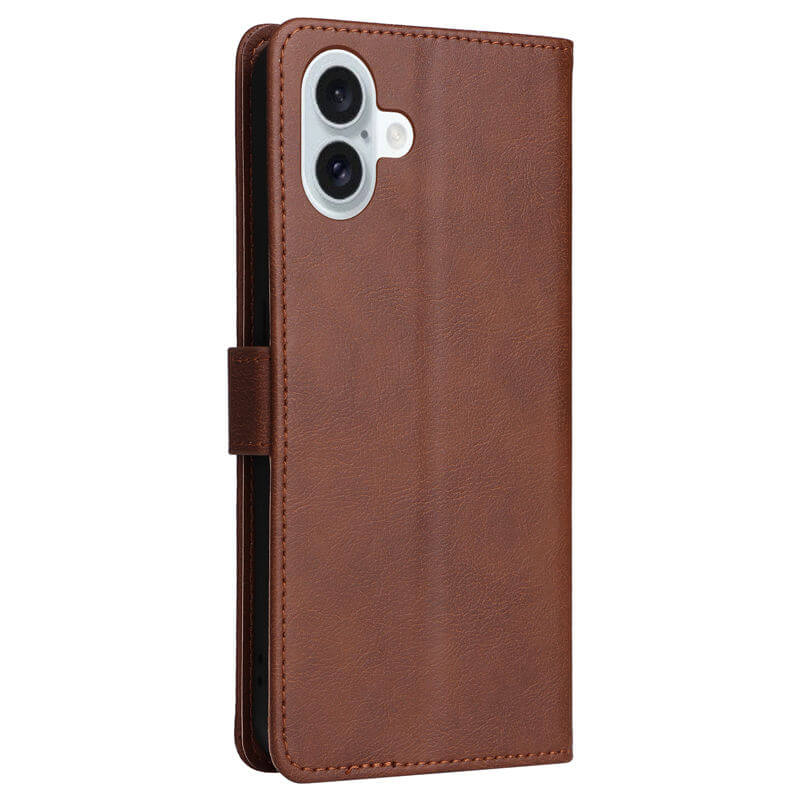 For iPhone 16 Plus Solid Color Wallet Magnetic Kickstand Case