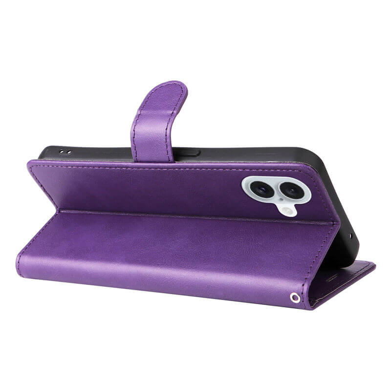 For iPhone 16 Plus Solid Color Wallet Magnetic Kickstand Case