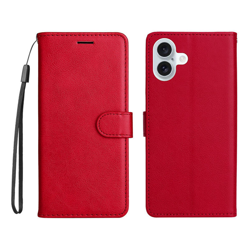 For iPhone 16 Plus Solid Color Wallet Magnetic Kickstand Case