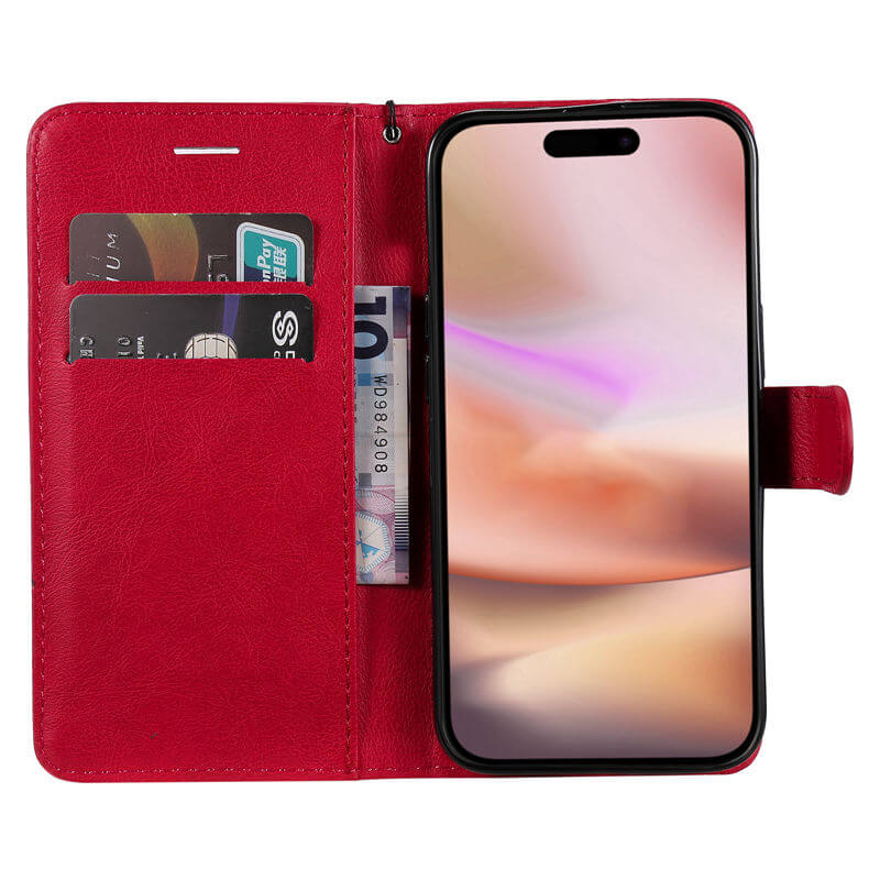 For iPhone 16 Plus Solid Color Wallet Magnetic Kickstand Case