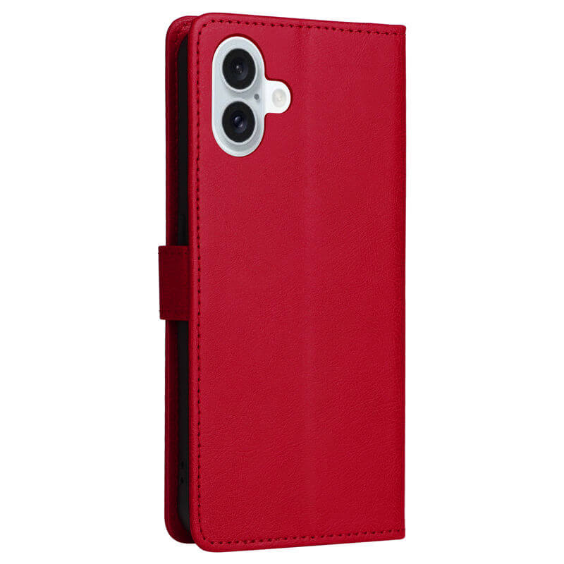 For iPhone 16 Plus Solid Color Wallet Magnetic Kickstand Case