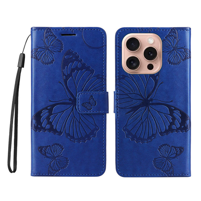 For iPhone 16 Pro Butterfly Embossed Wallet Magnetic Case