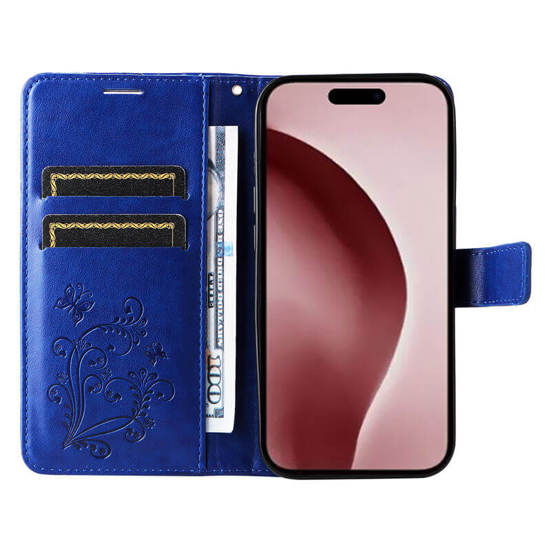 For iPhone 16 Pro Butterfly Embossed Wallet Magnetic Case